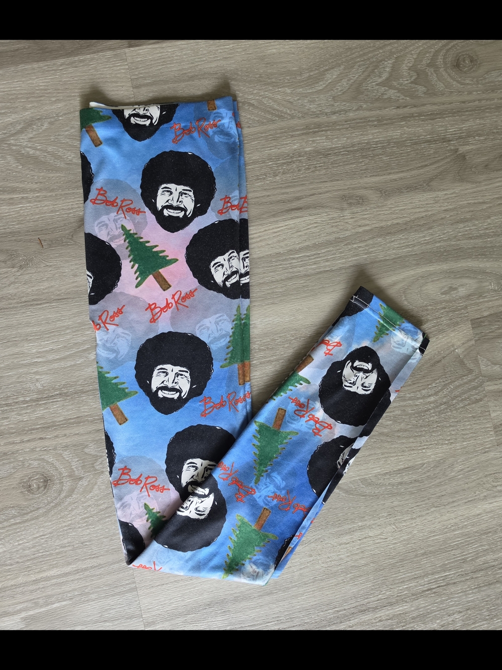 Bob Ross Blue & Green Printed Leggings